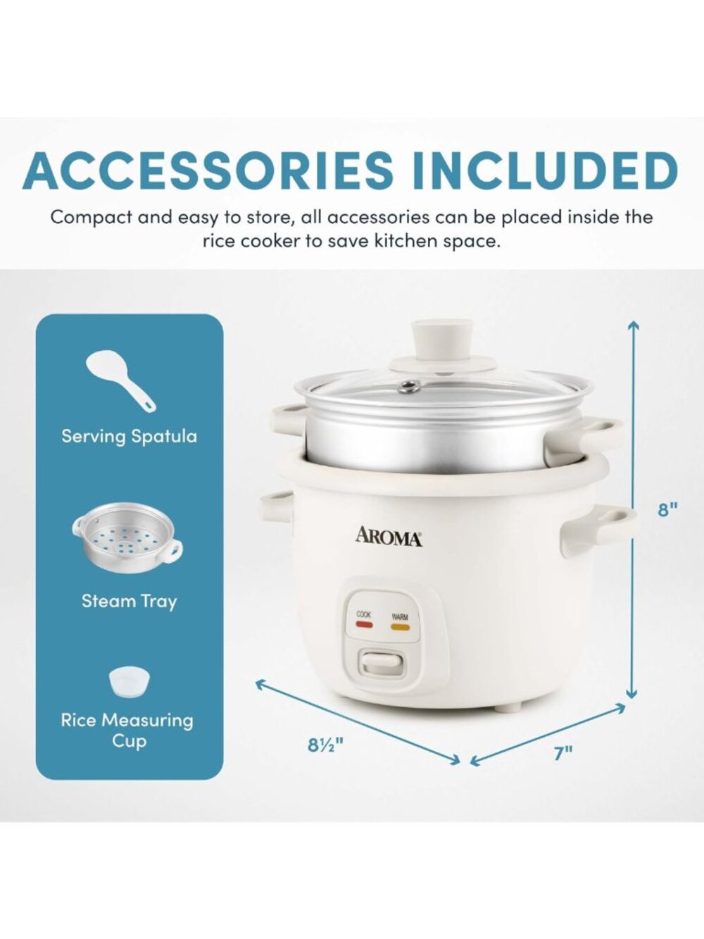 Compact 2-Cup Rice Cooker & Steamer, Auto Keep Warm, Multi-Function Grain & Soup - Picture 4 of 9